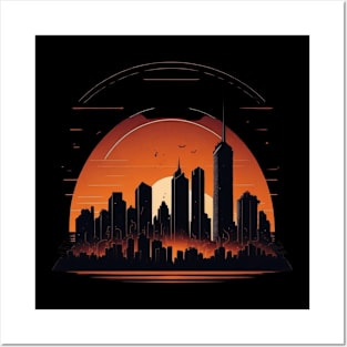 sunset in the city Posters and Art